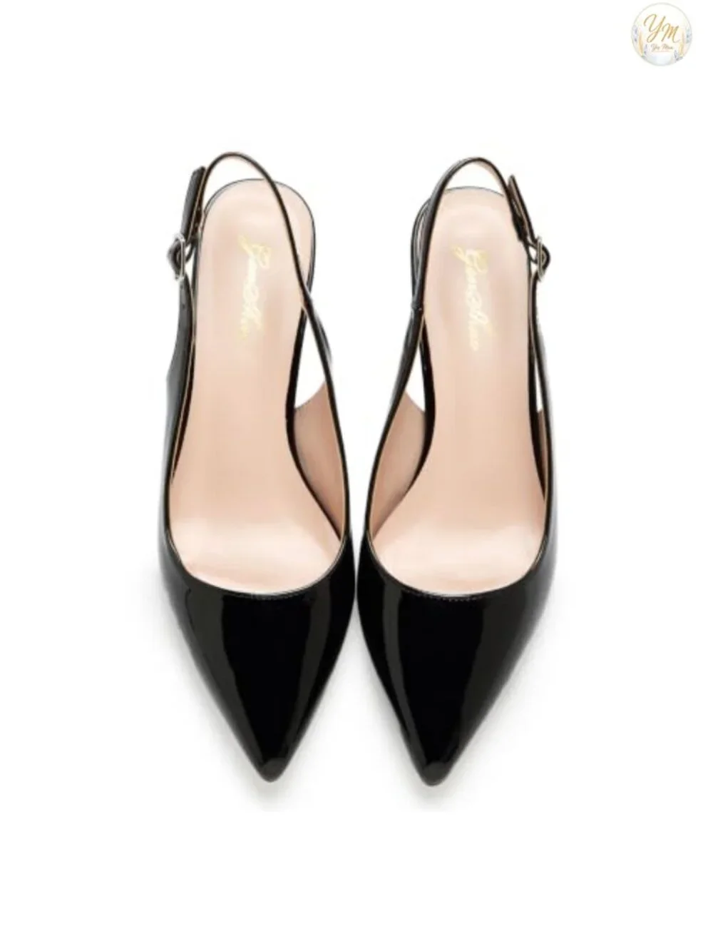 Women's Kitten Heels Slingback Pumps Faux Leather Closed Toe Ankle Strap Office